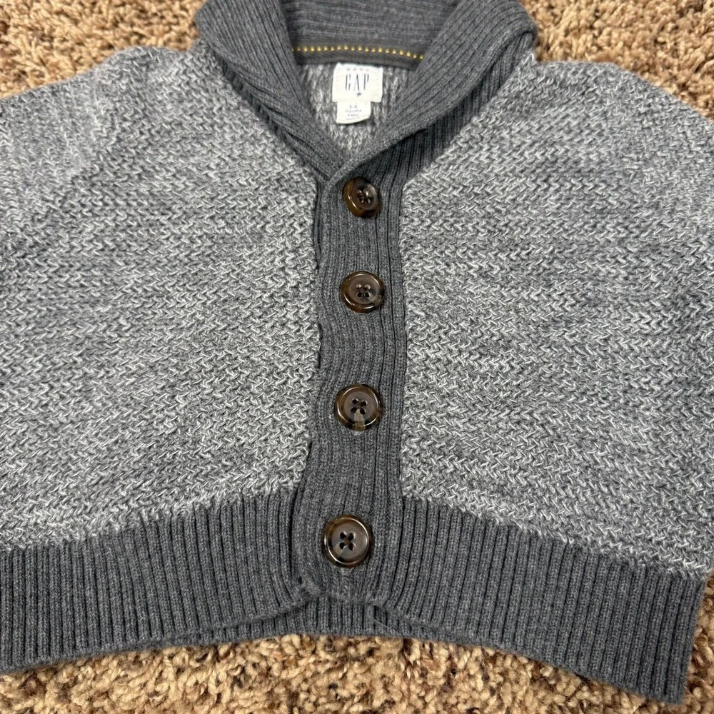Baby Gap‎ Gray Collared Buttoned Cardigan Sweater Cotton Knit 3-6 Months